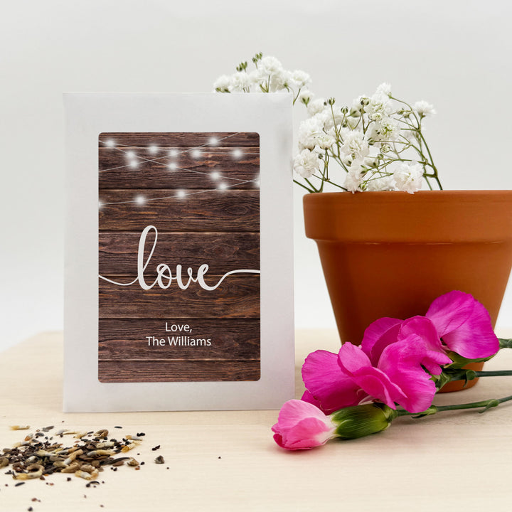 Rustic Fairy Lights, Wedding Favor, Wildflower Seed Packets