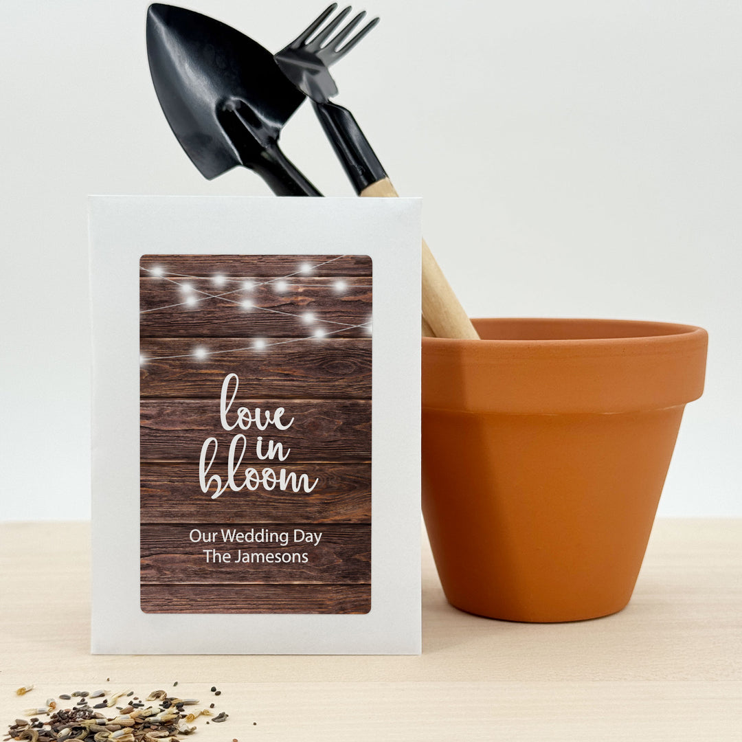 Rustic Fairy Lights, Wedding Favor, Wildflower Seed Packets
