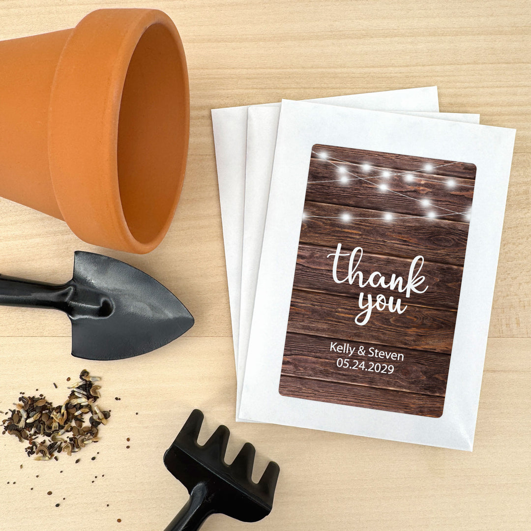Rustic Fairy Lights, Wedding Favor, Wildflower Seed Packets