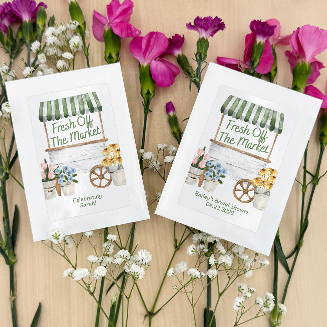 flower seed packets for bridal shower favors Fresh Off the Market, Bridal Shower, Wildflower Seed Packets
