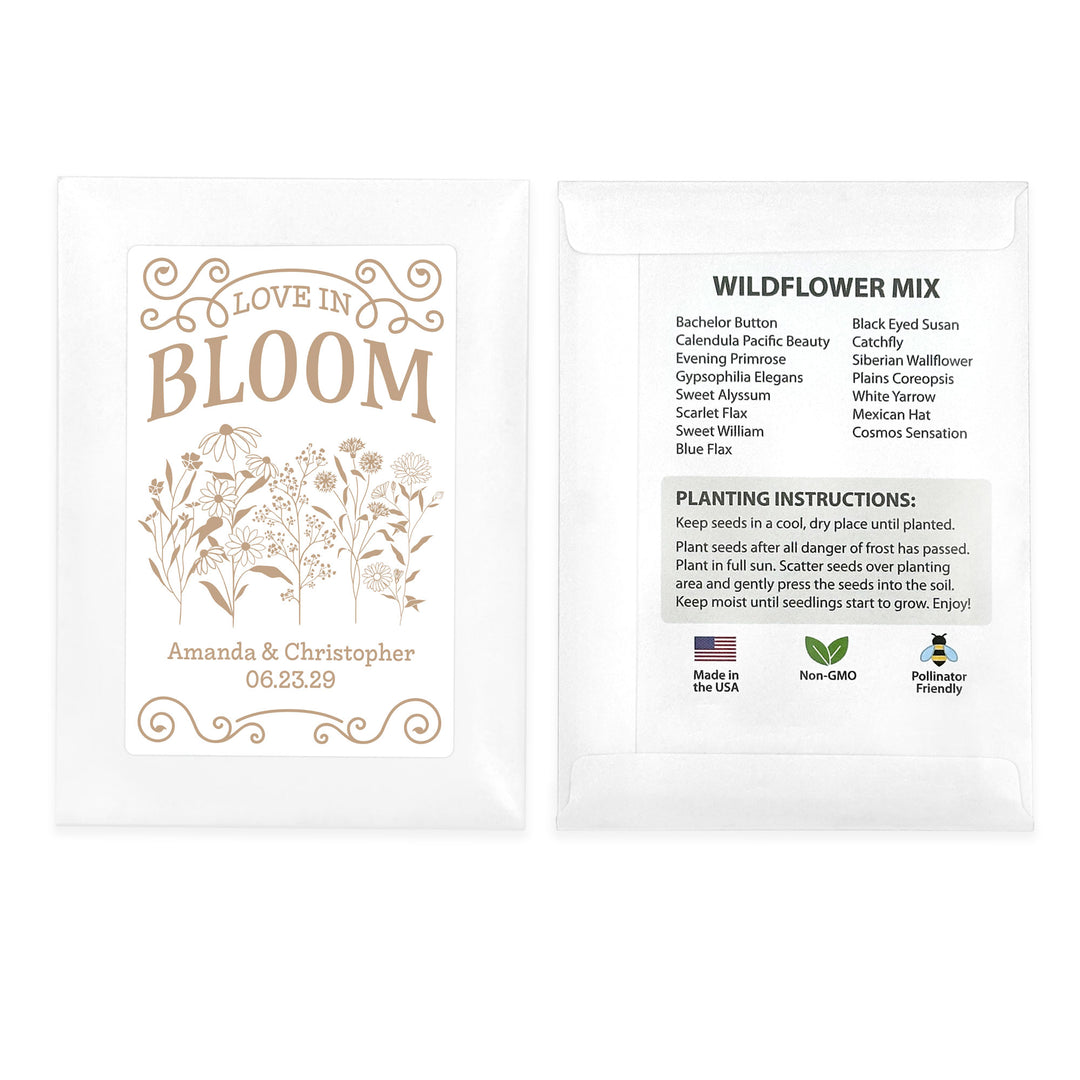 Love in Bloom Wildflowers, Wedding Favors, Wildflower Seed Packets