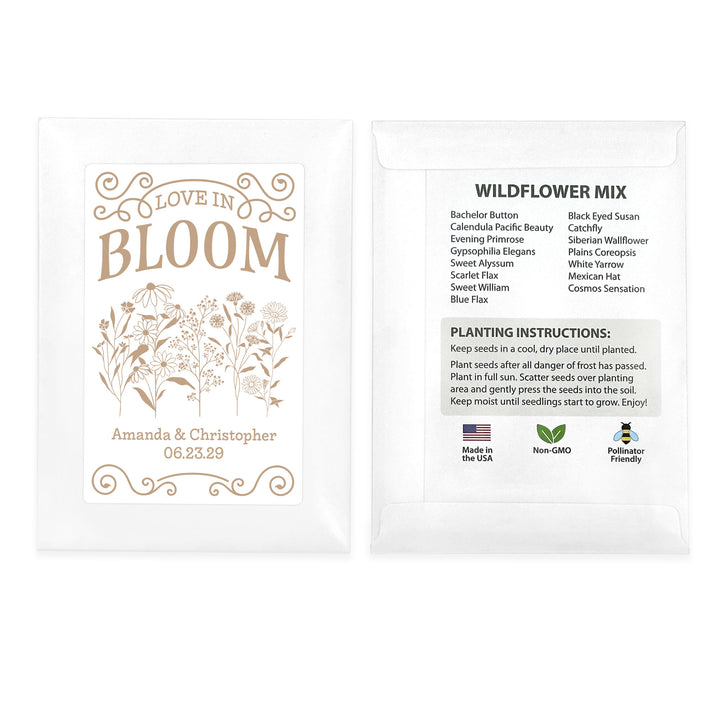 Love in Bloom Wildflowers, Wedding Favors, Wildflower Seed Packets