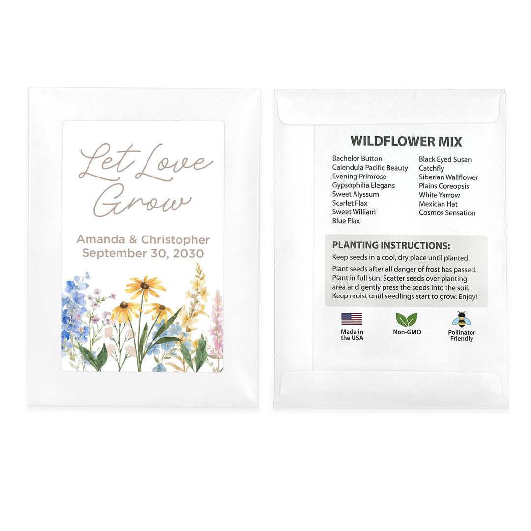 Let Love Grow, Love in Bloom, Wildflower Wedding, Wildflower Seed Packets