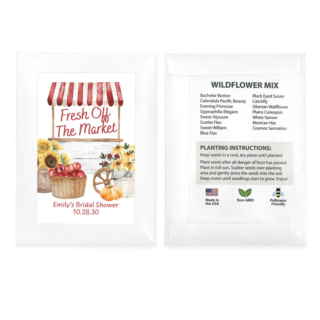 Fall Fresh Off the Market, Bridal Shower, Wildflower Seed Packets