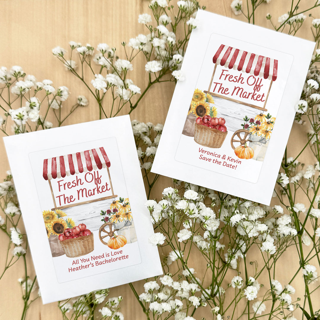 Fall Fresh Off the Market, Bridal Shower, Wildflower Seed Packets