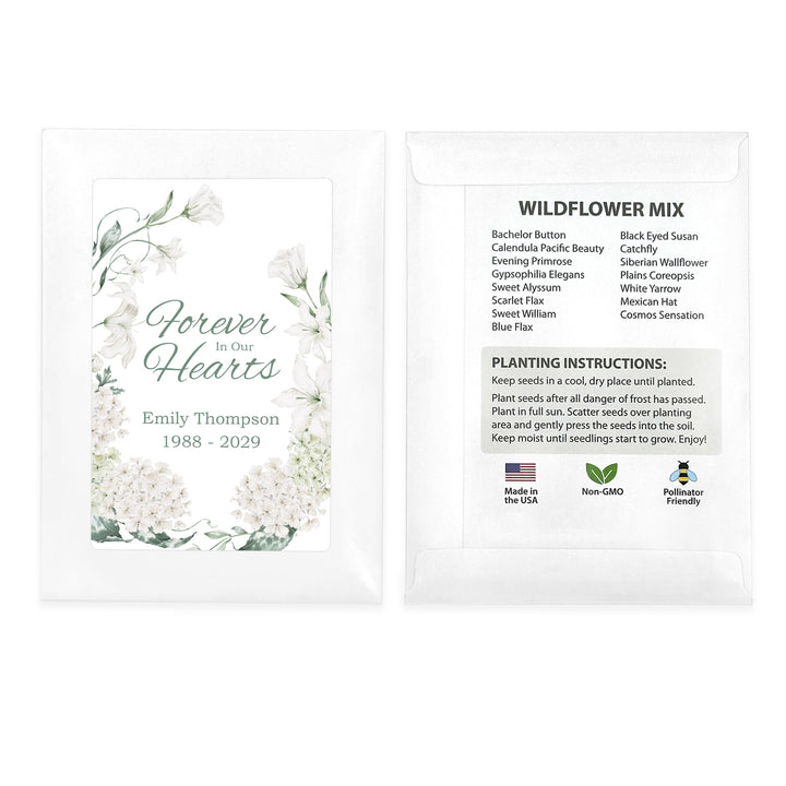 In Loving Memory, Funeral, Memorial, Wildflower Seed Packets
