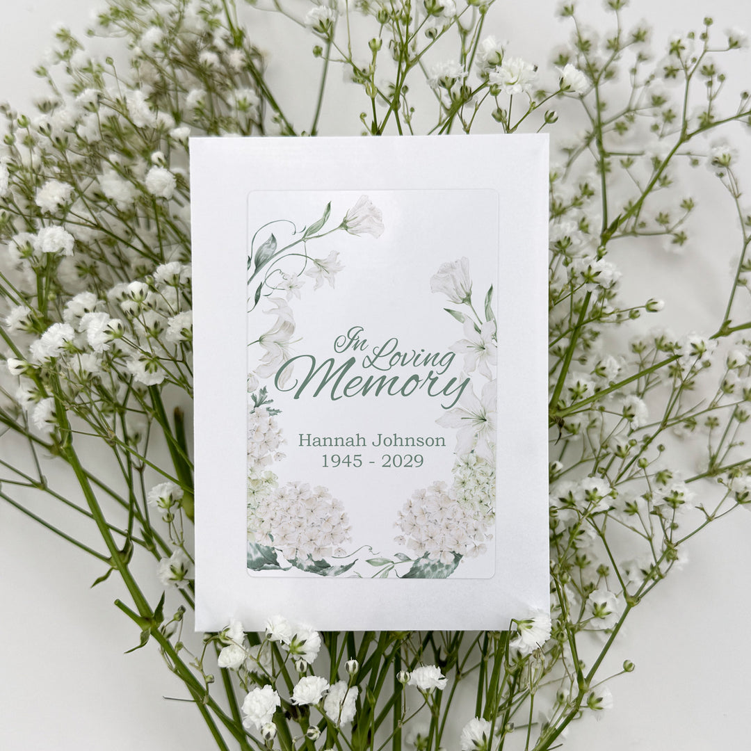 In Loving Memory, Funeral, Memorial, Wildflower Seed Packets