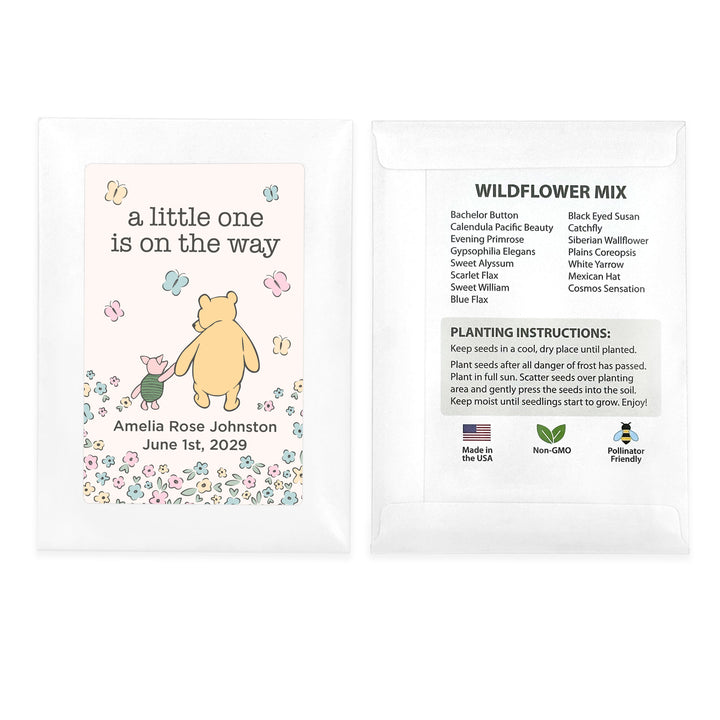 Winnie the Pooh & Piglet, Baby Shower Favors, Wildflower Seed Packets