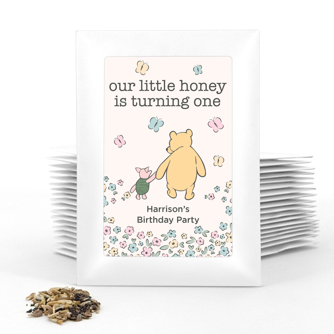 Winnie the Pooh & Piglet Birthday, Our Little Honey is Turning One, Wildflower Seed Packets