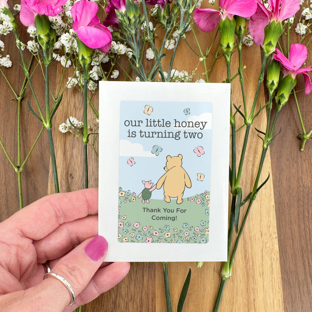 Winnie the Pooh & Piglet Blue Skies Birthday, Our Little Honey is Turning One, Wildflower Seed Packets