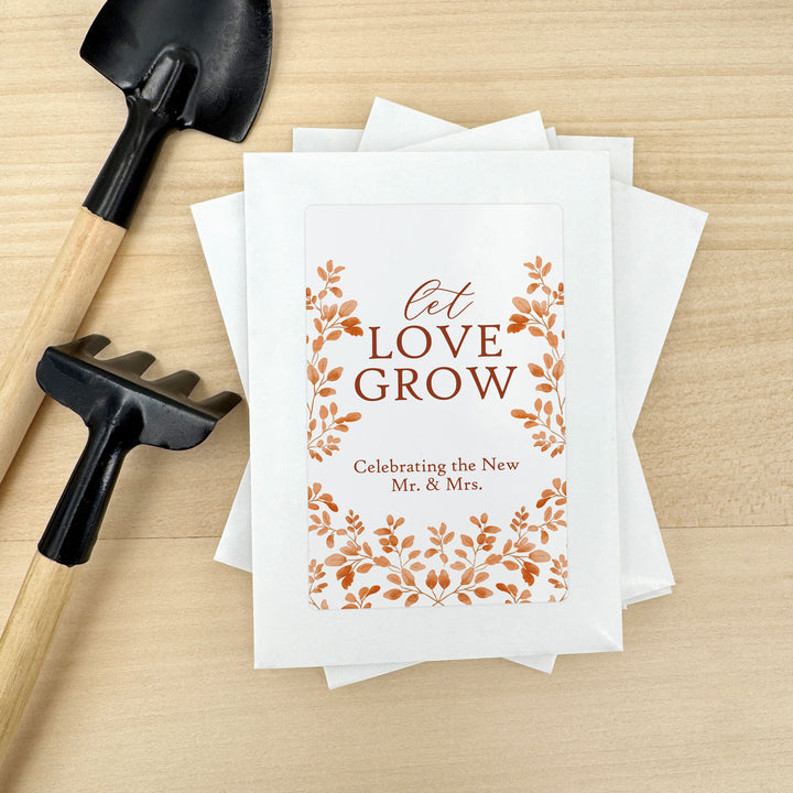 Custom Wildflower Seed Packets, Fall Bridal Shower Wedding Favors, Let Love Grow, Autumn Leaves