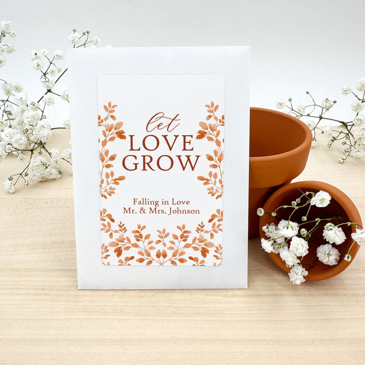 Custom Wildflower Seed Packets, Fall Bridal Shower Wedding Favors, Let Love Grow, Autumn Leaves