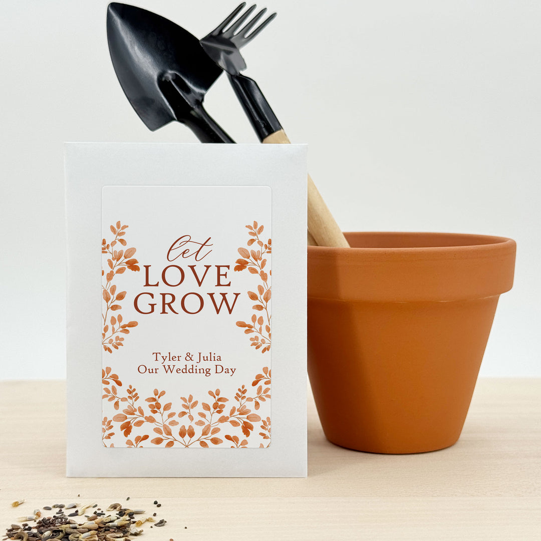 Custom Wildflower Seed Packets, Fall Bridal Shower Wedding Favors, Let Love Grow, Autumn Leaves