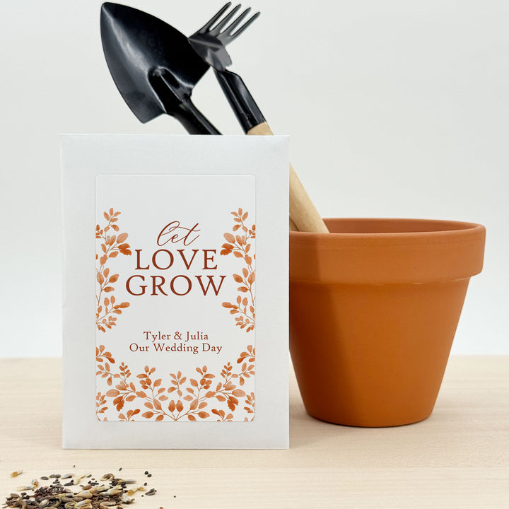Custom Wildflower Seed Packets, Fall Bridal Shower Wedding Favors, Let Love Grow, Autumn Leaves