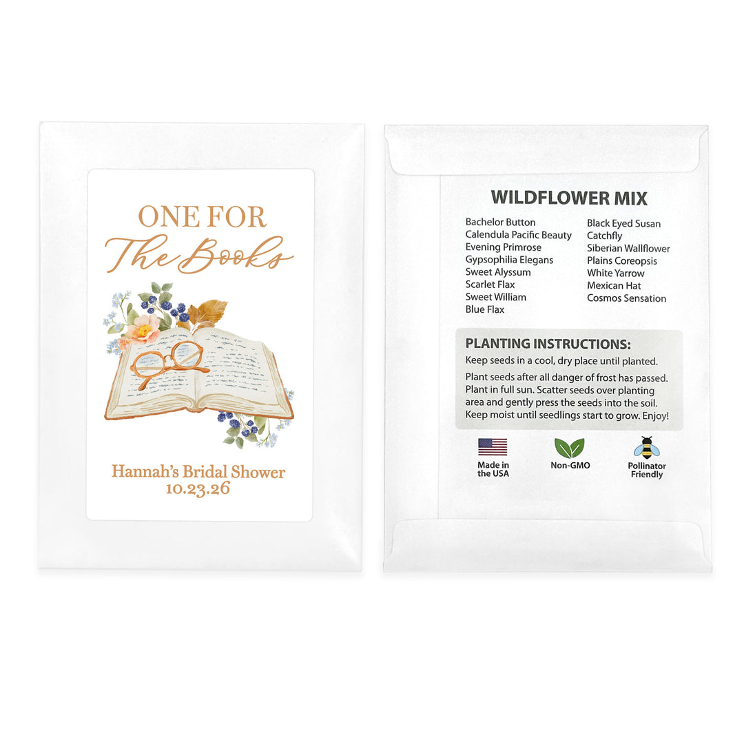Best Chapter Yet Seed Packet Favors, Book Themed Bridal Shower, Custom Wildflower Seeds