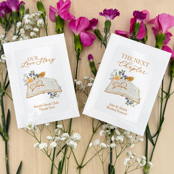 Best Chapter Yet Seed Packet Favors, Book Themed Bridal Shower, Custom Wildflower Seeds