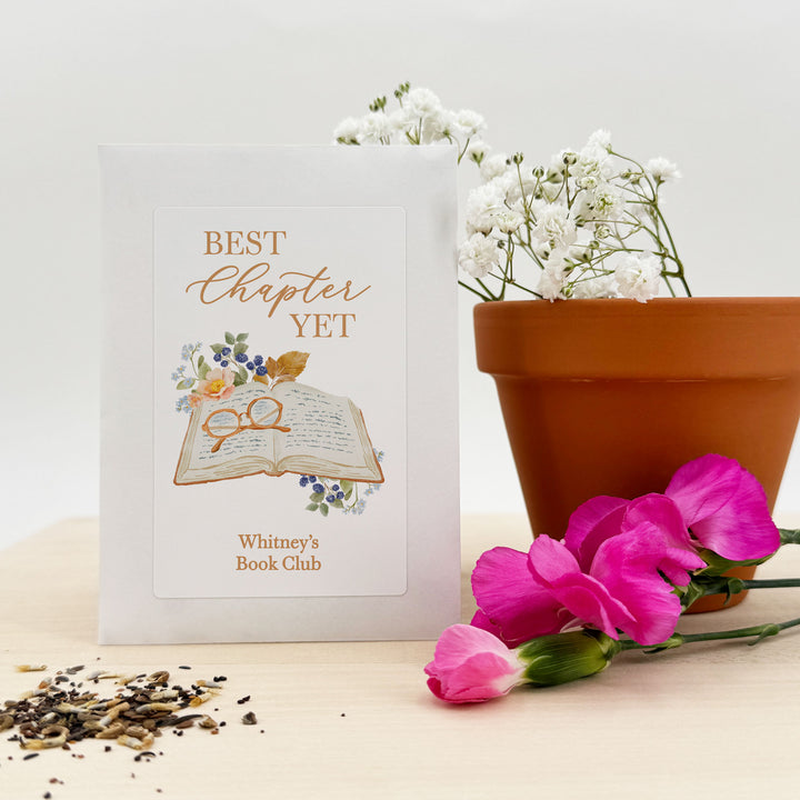 Best Chapter Yet Seed Packet Favors, Book Themed Bridal Shower, Custom Wildflower Seeds