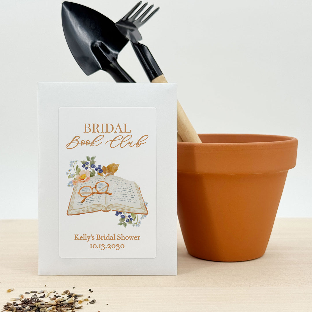 Best Chapter Yet Seed Packet Favors, Book Themed Bridal Shower, Custom Wildflower Seeds