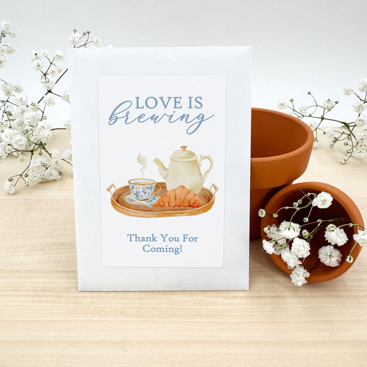 Bridal Brunch Seed Packet Favors, Bridal Shower, Bridal Shower Tea Tray, Custom Wildflower Seeds