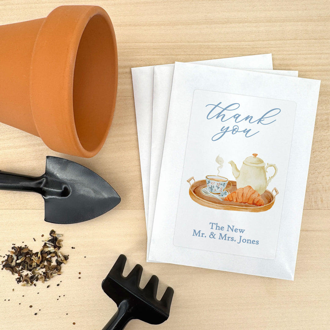 Bridal Brunch Seed Packet Favors, Bridal Shower, Bridal Shower Tea Tray, Custom Wildflower Seeds