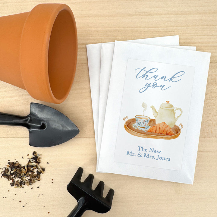 Bridal Brunch Seed Packet Favors, Bridal Shower, Bridal Shower Tea Tray, Custom Wildflower Seeds