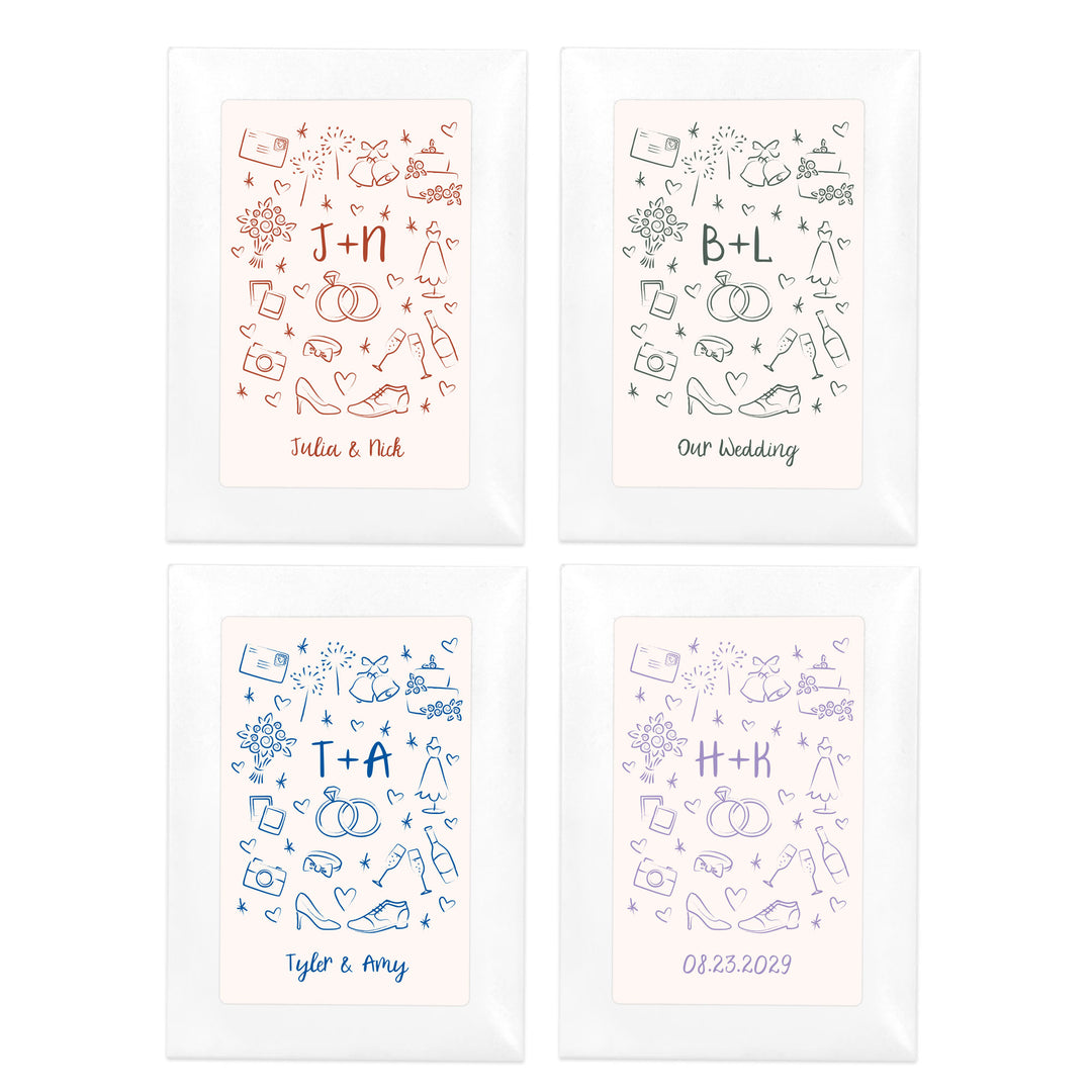 Hand Drawn Wedding Sketch Pattern, Wildflower Seed Packets
