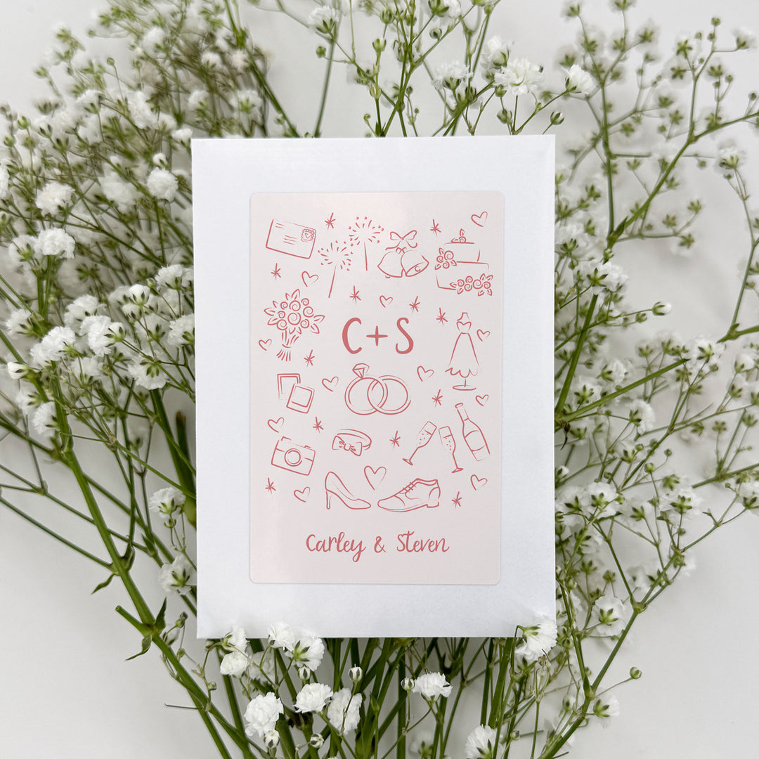 Hand Drawn Wedding Sketch Pattern, Wildflower Seed Packets
