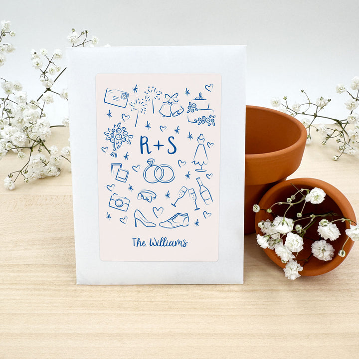 Hand Drawn Wedding Sketch Pattern, Wildflower Seed Packets