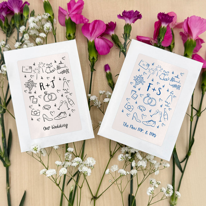 Hand Drawn Wedding Sketch Pattern, Wildflower Seed Packets