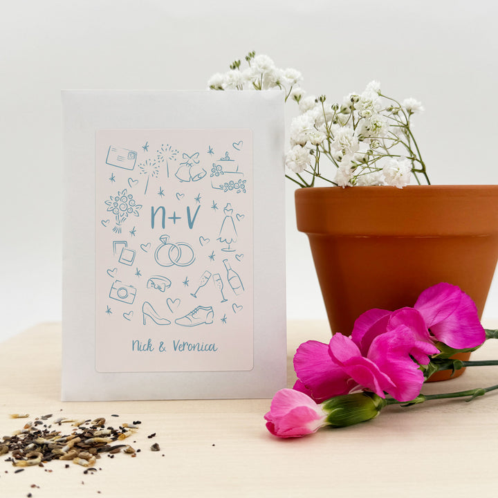 Hand Drawn Wedding Sketch Pattern, Wildflower Seed Packets
