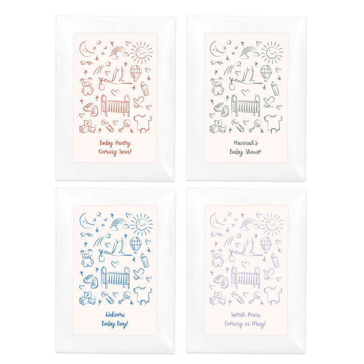 Hand Drawn Baby Sketch Pattern, Baby Shower Favors, Wildflower Seed Packets