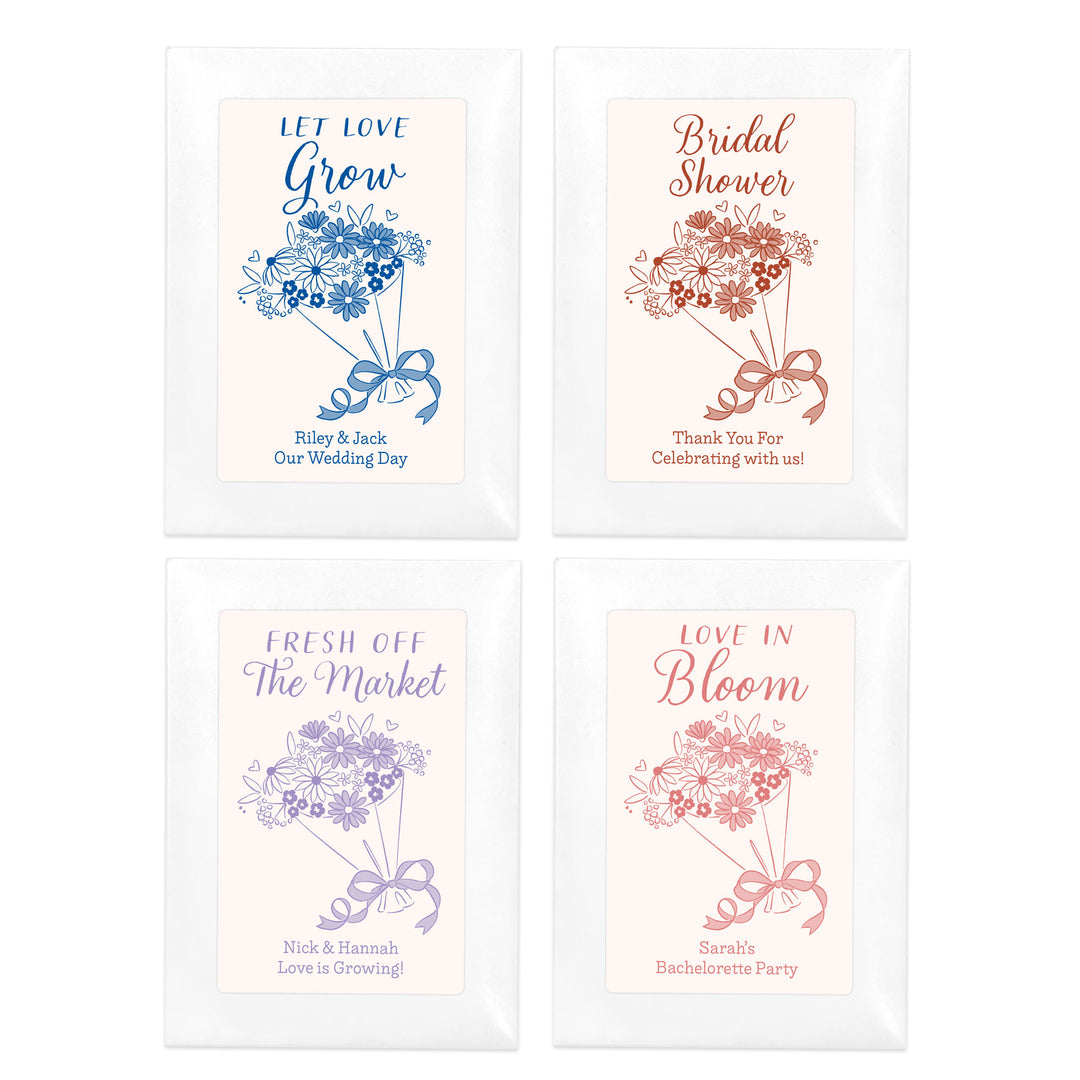 Bouquet Sketch, Wedding Favor, Wildflower Seed Packets