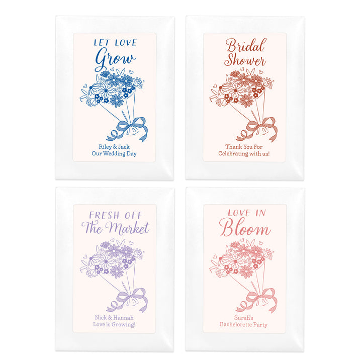 Bouquet Sketch, Wedding Favor, Wildflower Seed Packets