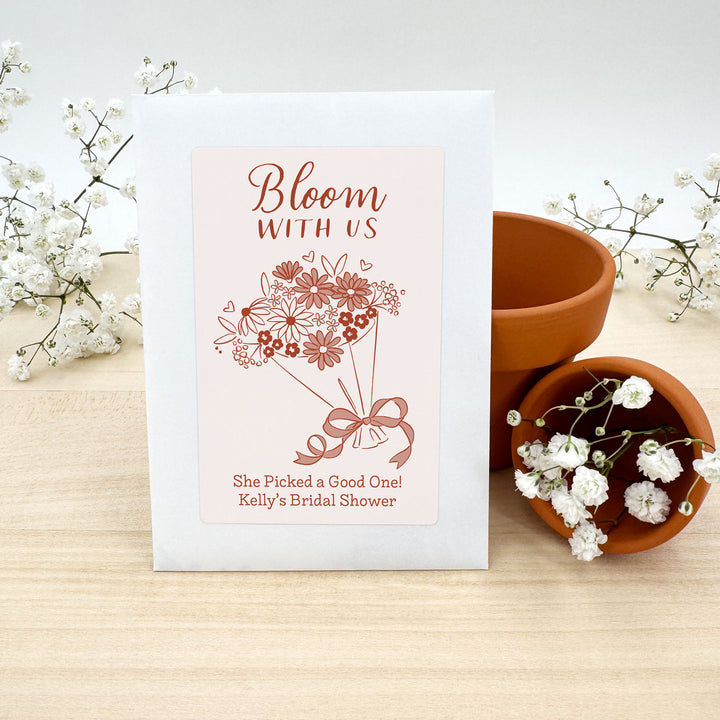 Bouquet Sketch, Wedding Favor, Wildflower Seed Packets