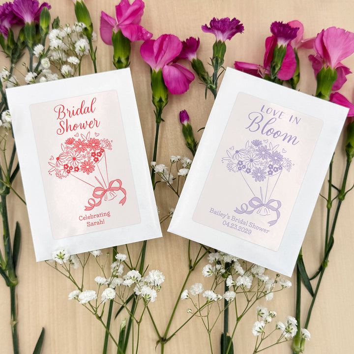Bouquet Sketch, Wedding Favor, Wildflower Seed Packets