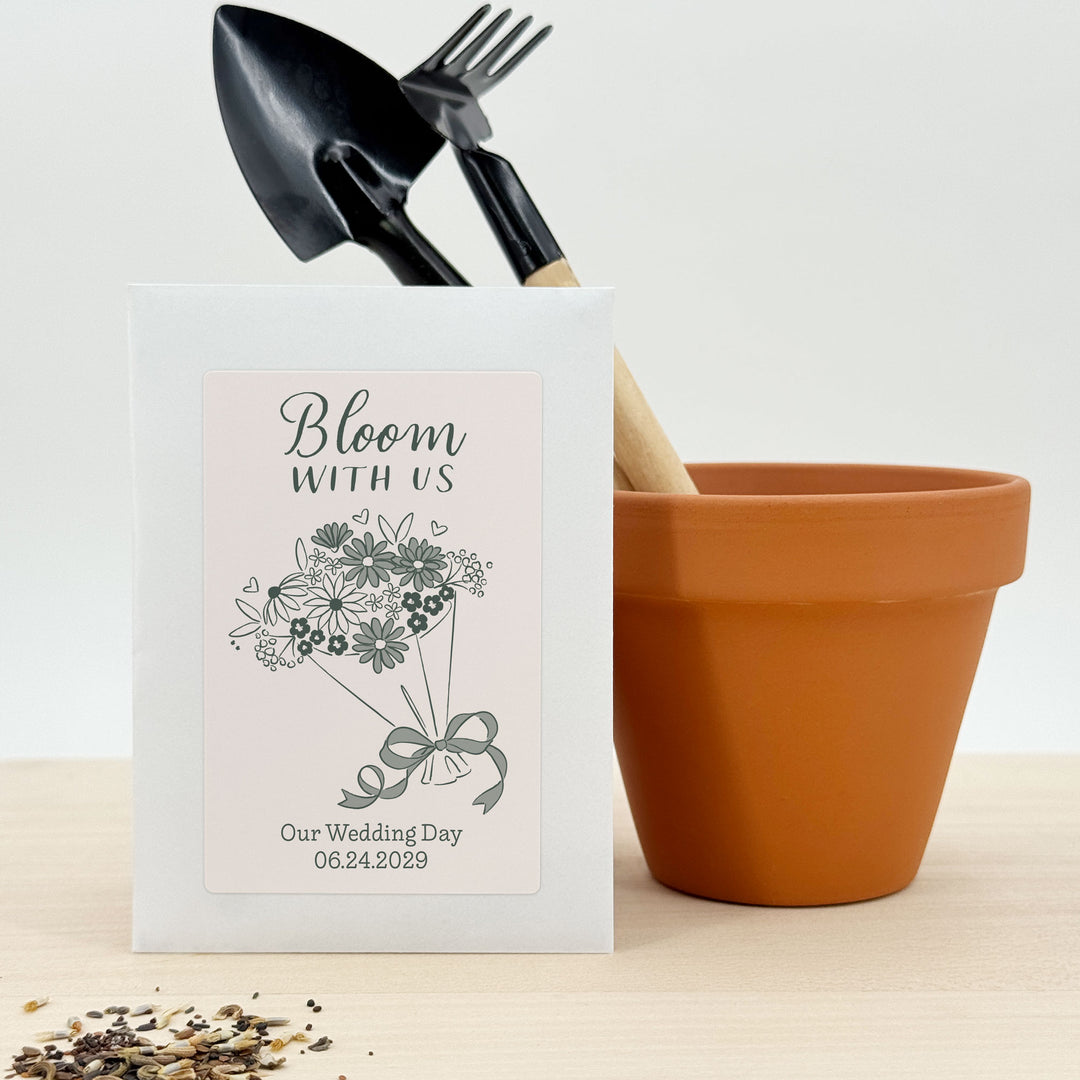 Bouquet Sketch, Wedding Favor, Wildflower Seed Packets