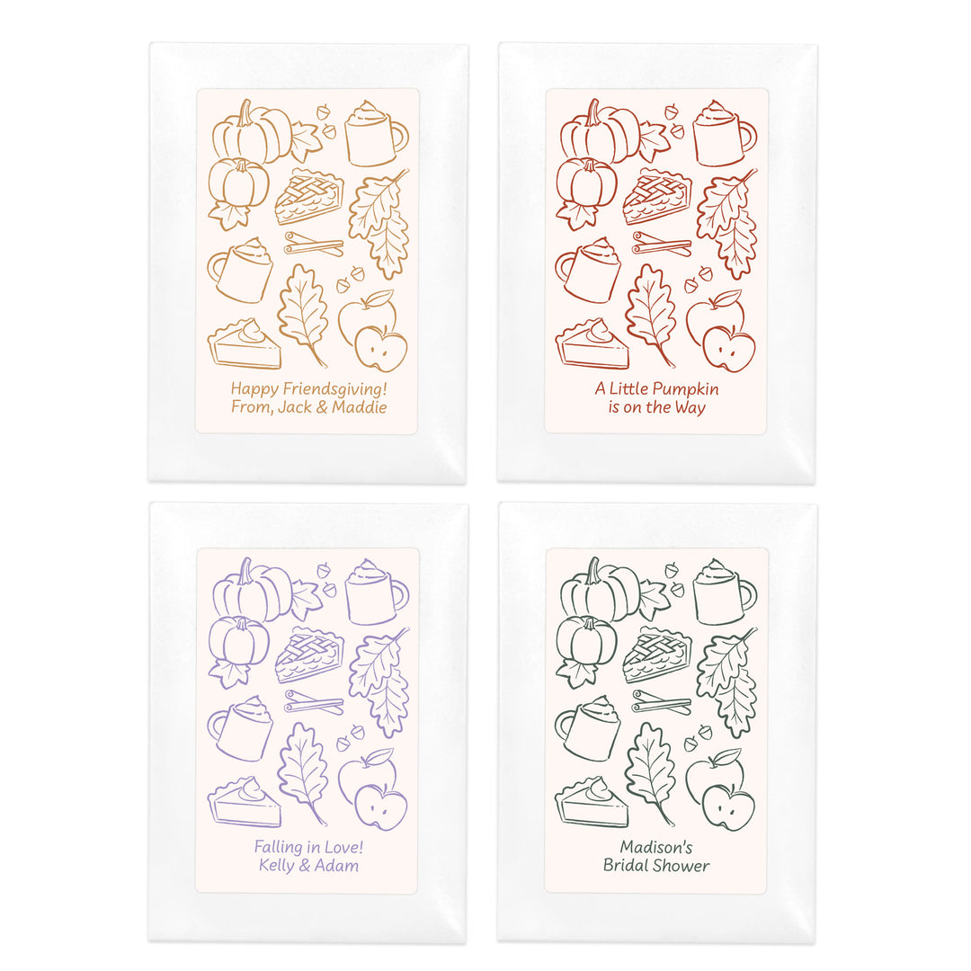 Custom Wildflower Seed Packets, Friendsgiving, Bridal Shower Wedding Favors, Fall Doodles