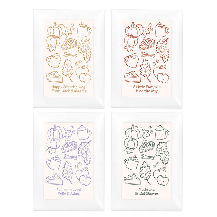 Custom Wildflower Seed Packets, Friendsgiving, Bridal Shower Wedding Favors, Fall Doodles