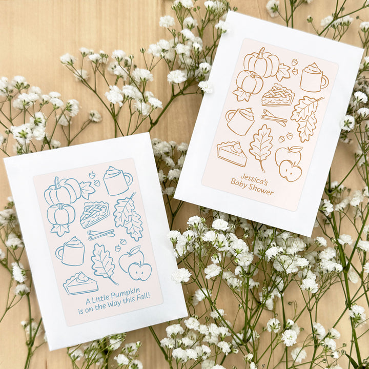 Custom Wildflower Seed Packets, Friendsgiving, Bridal Shower Wedding Favors, Fall Doodles