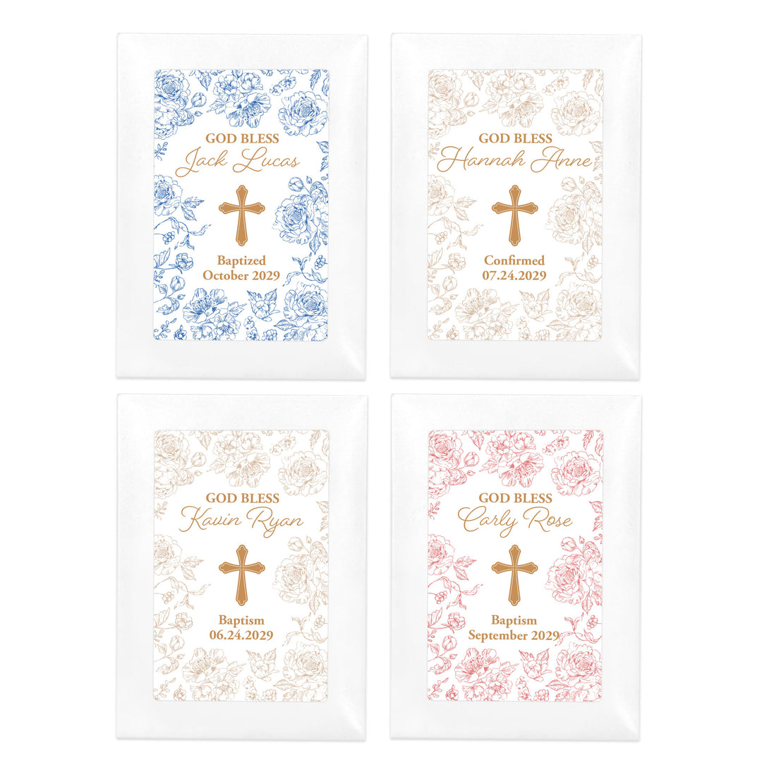 Chinoiserie Toile, Baptism Favors, Wildflower Seed Packets