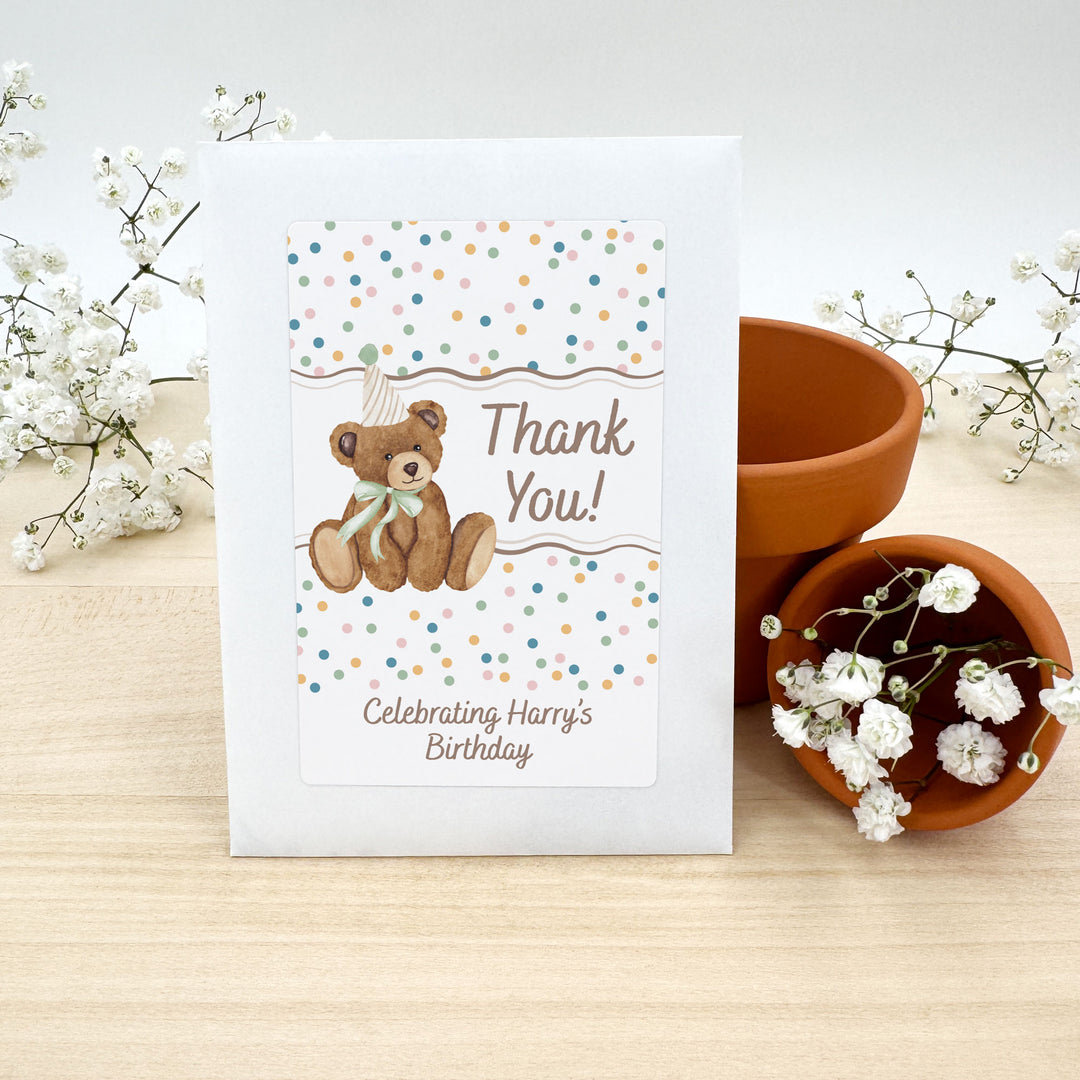 Teddy Bear Birthday, Beary First Birthday, Wildflower Seed Packets