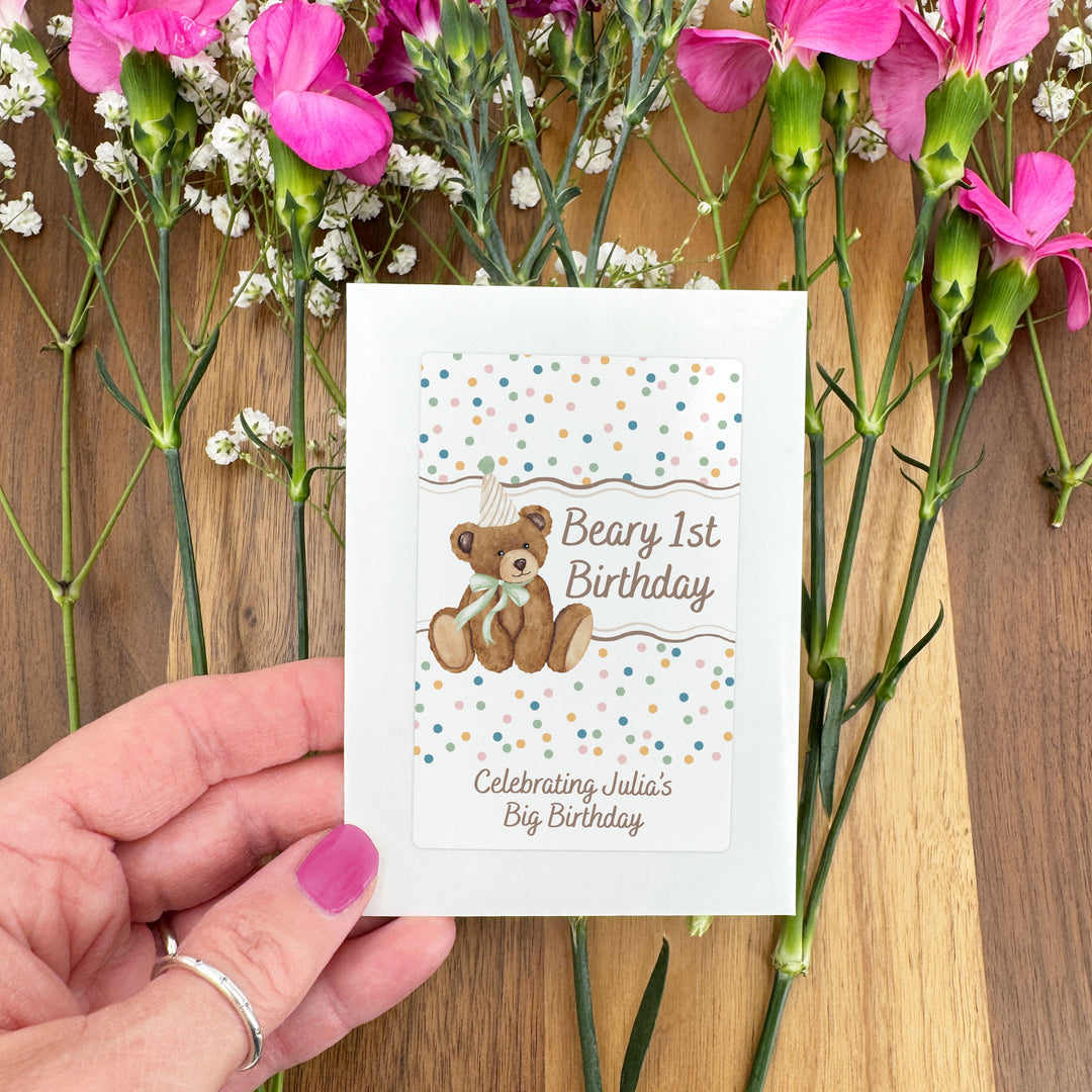 Teddy Bear Birthday, Beary First Birthday, Wildflower Seed Packets