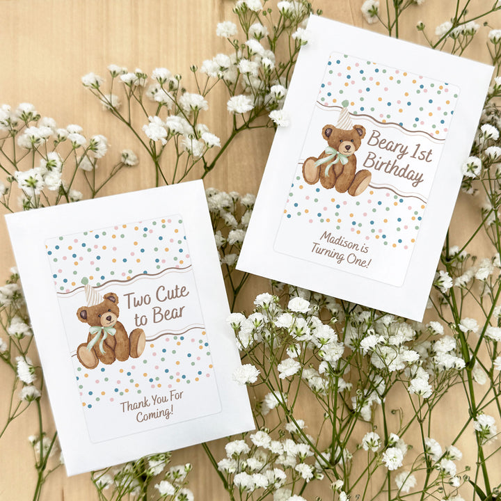 Teddy Bear Birthday, Beary First Birthday, Wildflower Seed Packets