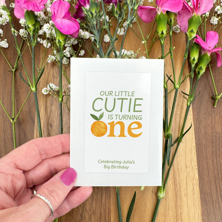 Little Cutie Birthday, Our Little Cutie is Turning One, Wildflower Seed Packets