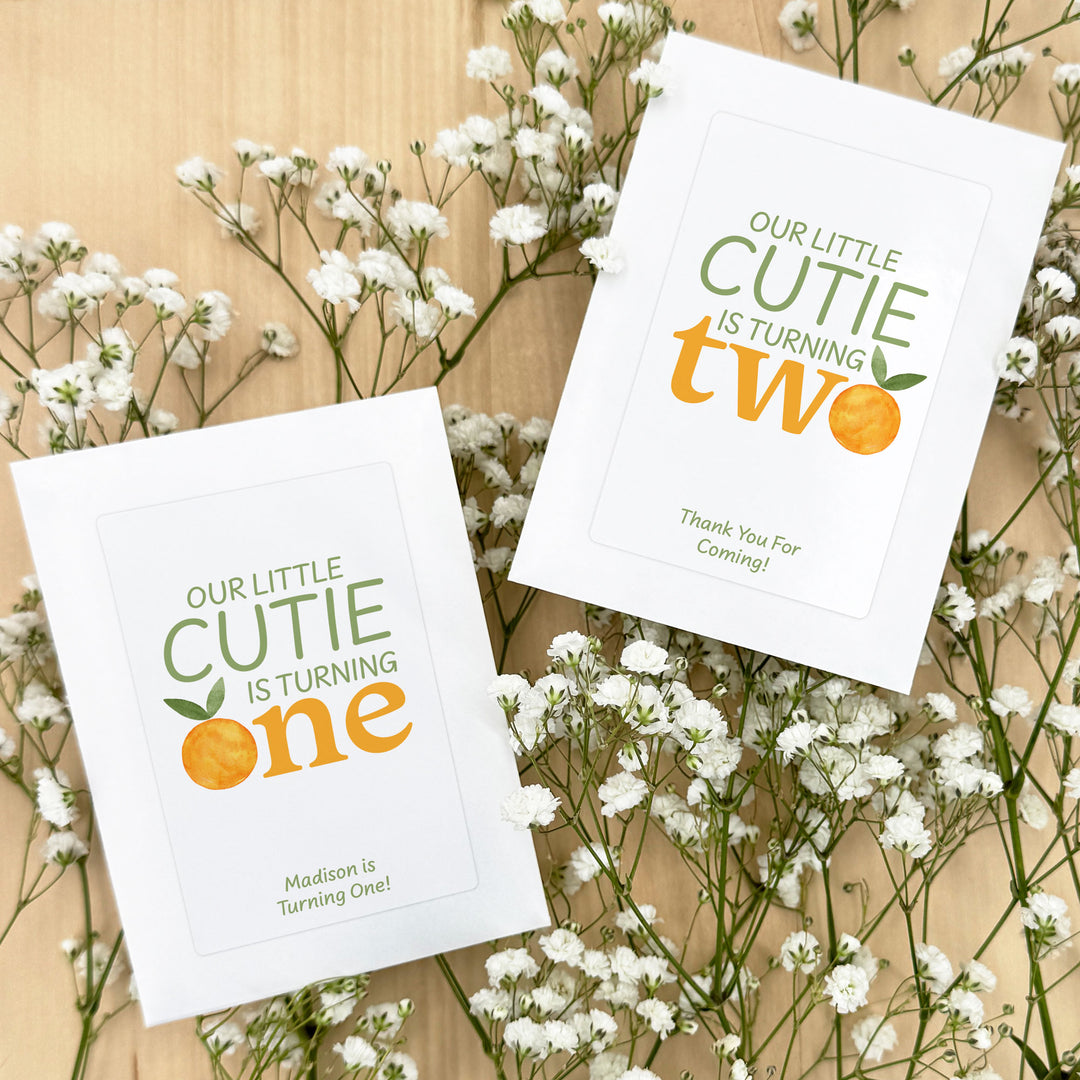 Little Cutie Birthday, Our Little Cutie is Turning One, Wildflower Seed Packets
