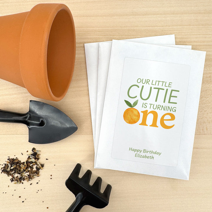 Little Cutie Birthday, Our Little Cutie is Turning One, Wildflower Seed Packets