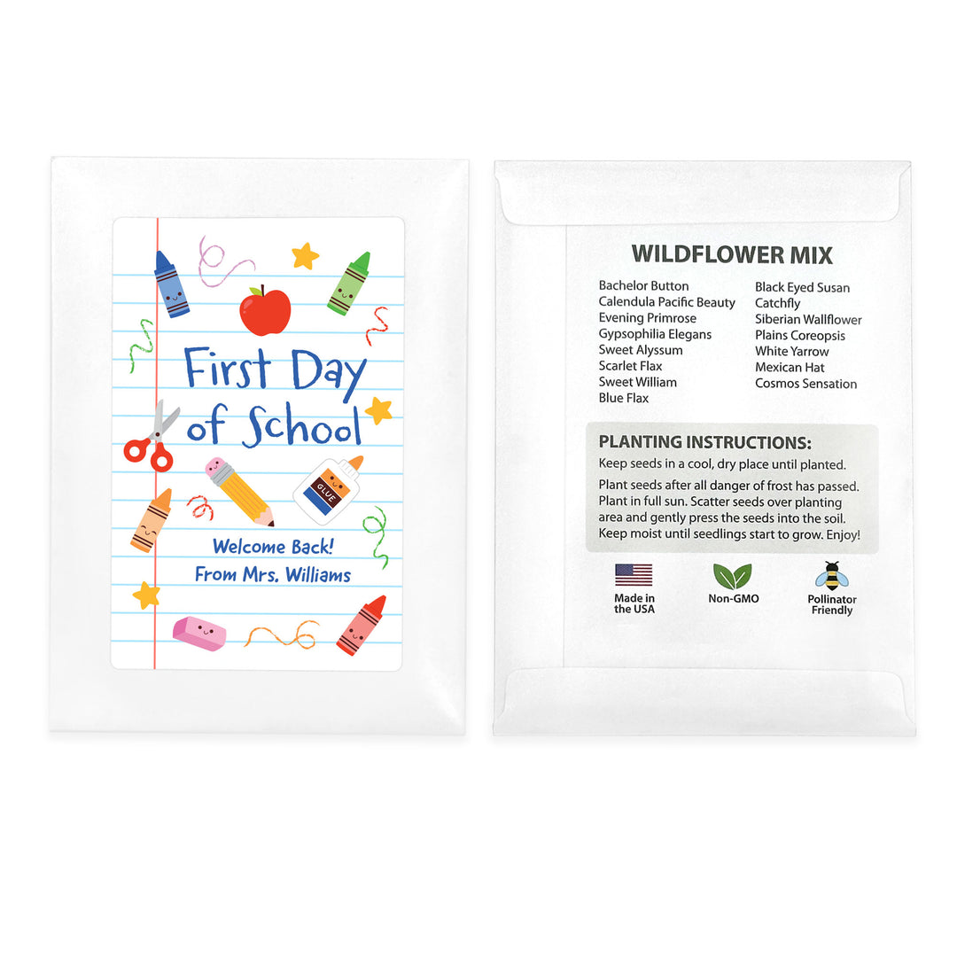 Custom Wildflower Seed Packets, Back to School Teacher Student Gift, Let&