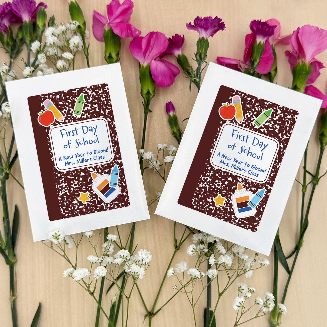 Custom Wildflower Seed Packets, Back to School Teacher Student Gift, Let&