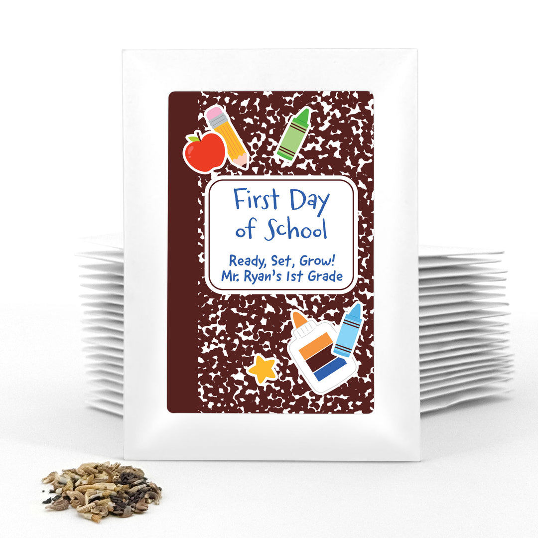 Custom Wildflower Seed Packets, Back to School Teacher Student Gift, Let&
