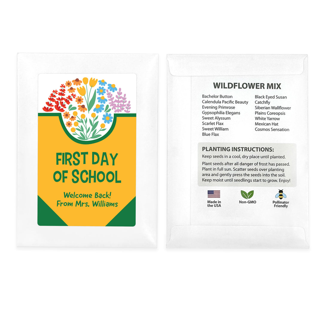Custom Wildflower Seed Packets, Back to School Teacher Student Gift, Let&